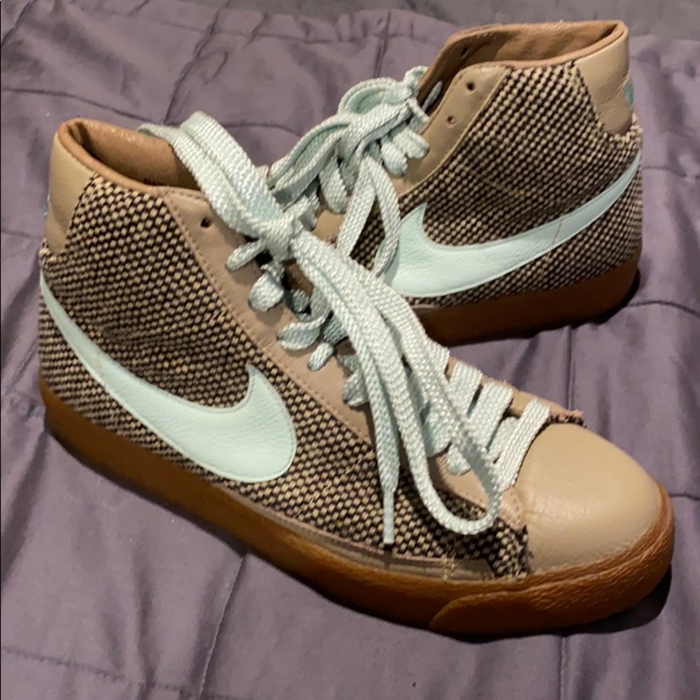 Nike Women's High-Top Sneakers in Tan, Mint, and Brown